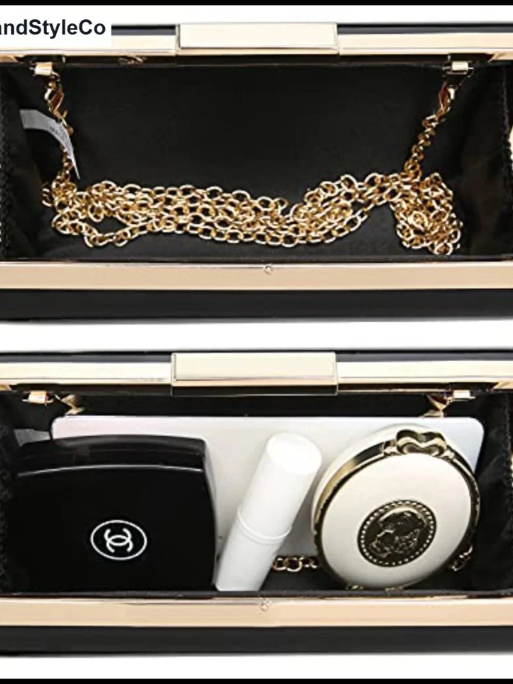 Patent Vegan Leather Clutch Purse with Detachable Chain Strap